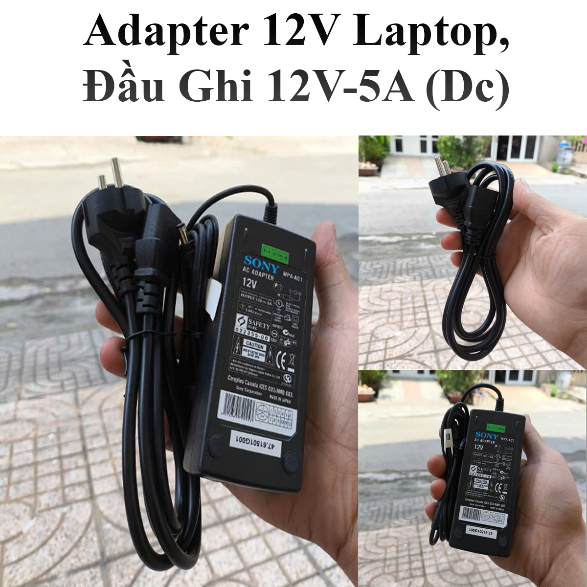 Adapter Sony Có Đèn Led 12V-5A Dùng Cho Laptop, Đầu Ghi 12V Tiện Lợi Dễ Sử Dụng