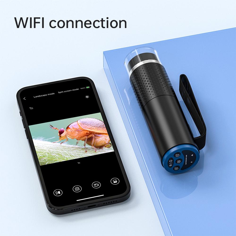 1200X Microscope Handheld Wireless WiFi Microscope Rechargeable Endoscope Magnifier Optical Digital Camera 2M Pixels 50-1000X Magnification 8 Adjustable LED Lights for PC Tablet iOS Android Smartphone