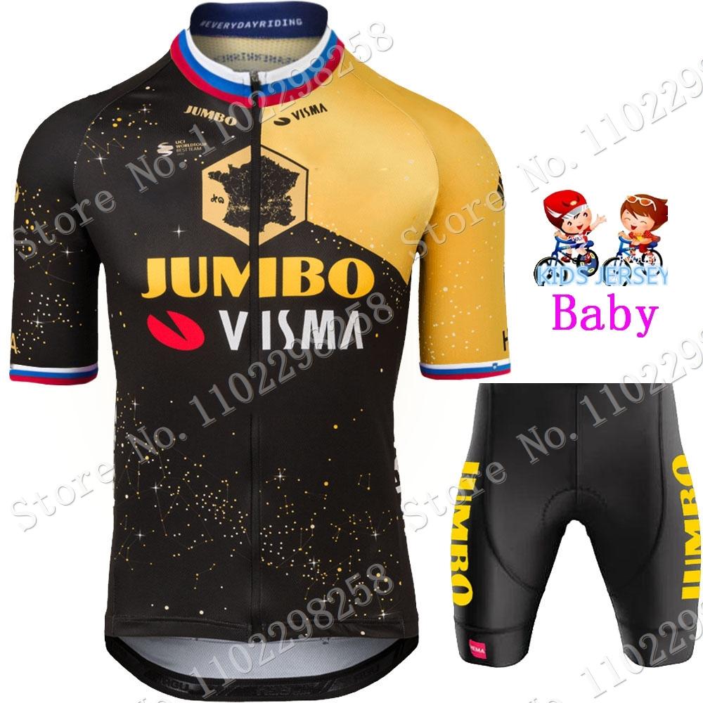 Trẻ Em Bỉ Jumbo Visma TDF 2023 Đội Tuyển Đi Xe Đạp Jersey Bộ Bé Trai Bé Gái Đi Xe Đạp Quần Áo Xe Đạp Trẻ Em Phù Hợp Với MTB Ropa Maillot Color: 4 Size: XS