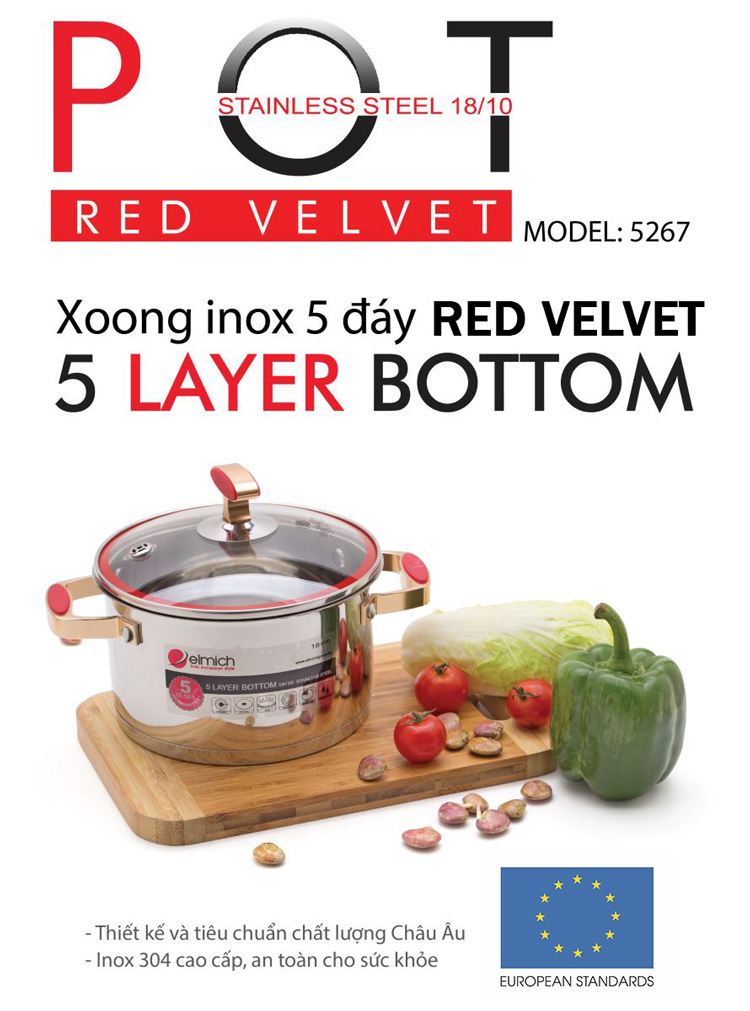 Xoong Elmich Inox 304 Red Velvet