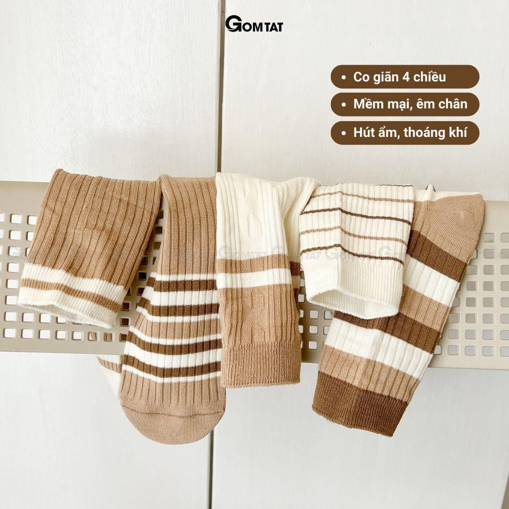Tất nữ cổ cao phong cách trẻ trung Hàn Quốc, vớ nữ cổ cao chất liệu cotton mềm mại, thấm hút - KOGOT-PO-3020-1DOI