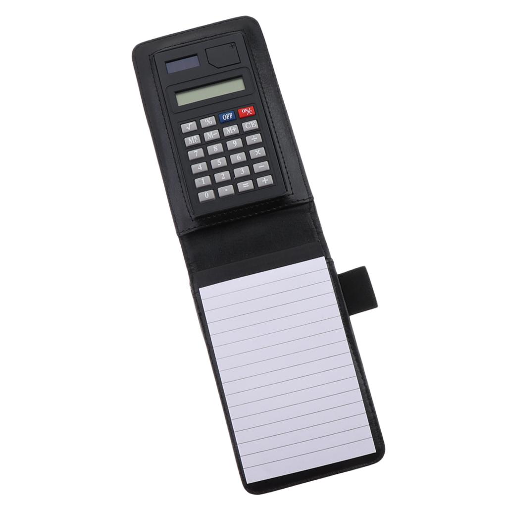 Faux Leather Waterproof Top Hardcover Notes Book with Calculator Black