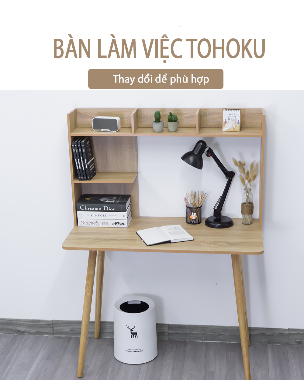 Bàn làm việc, bàn học tohoku kết hợp kệ sách thông minh đa năng- GP149