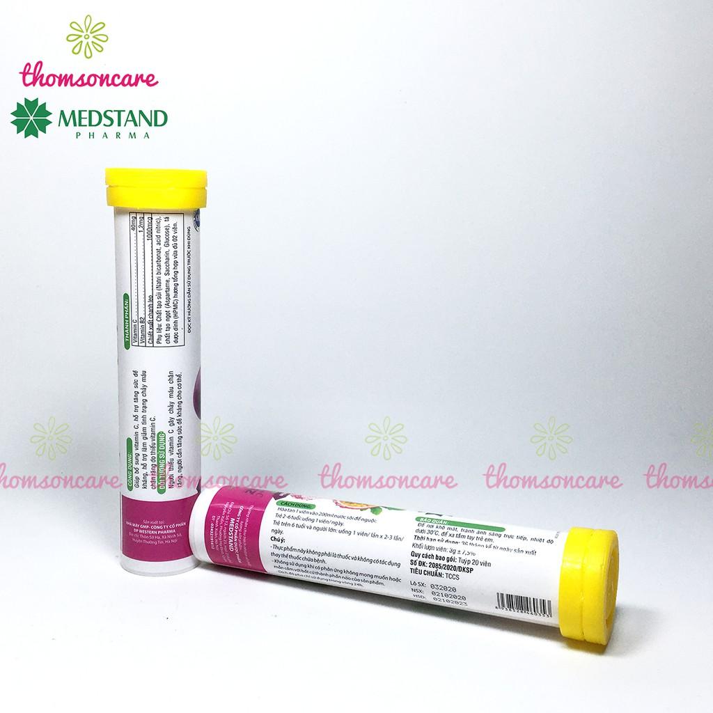 Viên C sủi bổ sung vitaminC Plussz vị chanh leo Medstand - Giúp tăng cường sức đề kháng - Tuýp 20 viên
