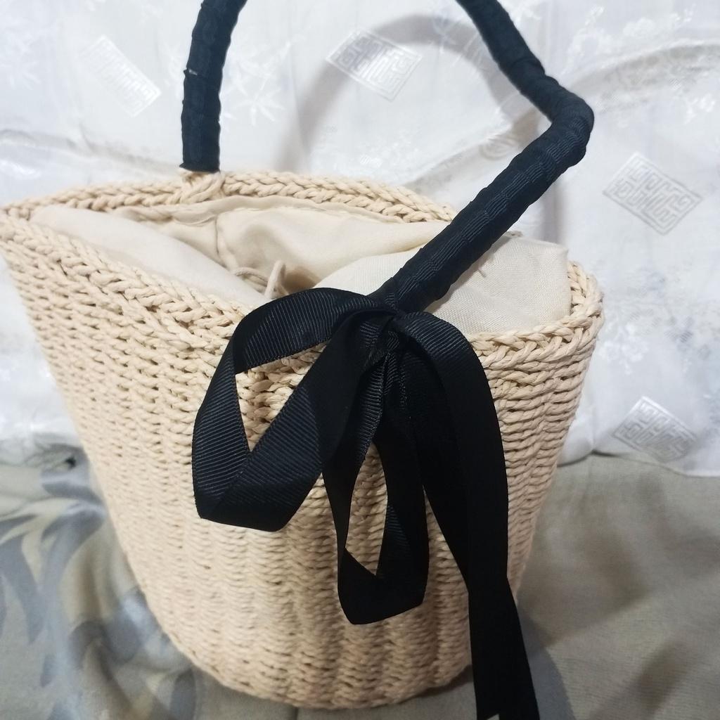 Túi Cói Đi BIển Quai Xách Buộc Nơ Xinh Xắn Bền Đẹp Đựng Đồ Bơi Phụ KIến NỮ Trang
