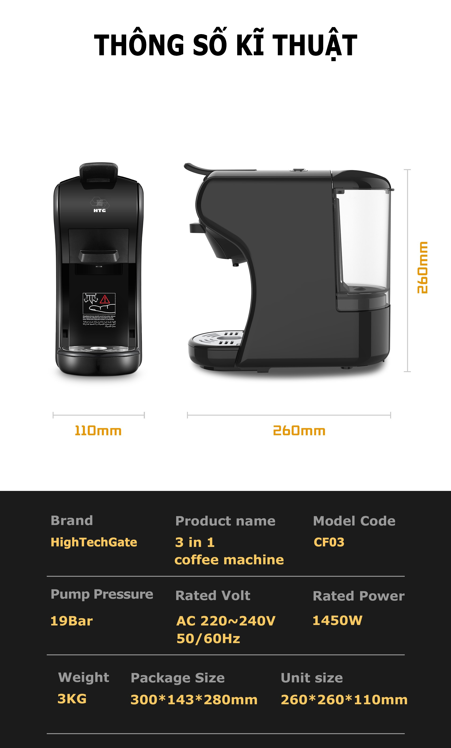 Máy pha cà phê viên nén Stelang ST504 3 trong 1, dùng được cà phê bột và Dolce Gusto, Nespresso, áp suất 19 bar hàng chính hãng