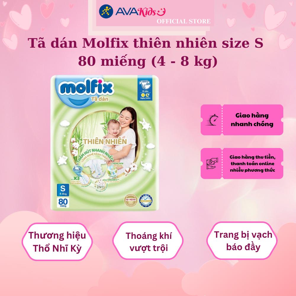 Tã dán Molfix thiên nhiên size S 80 miếng (4 - 8 kg)