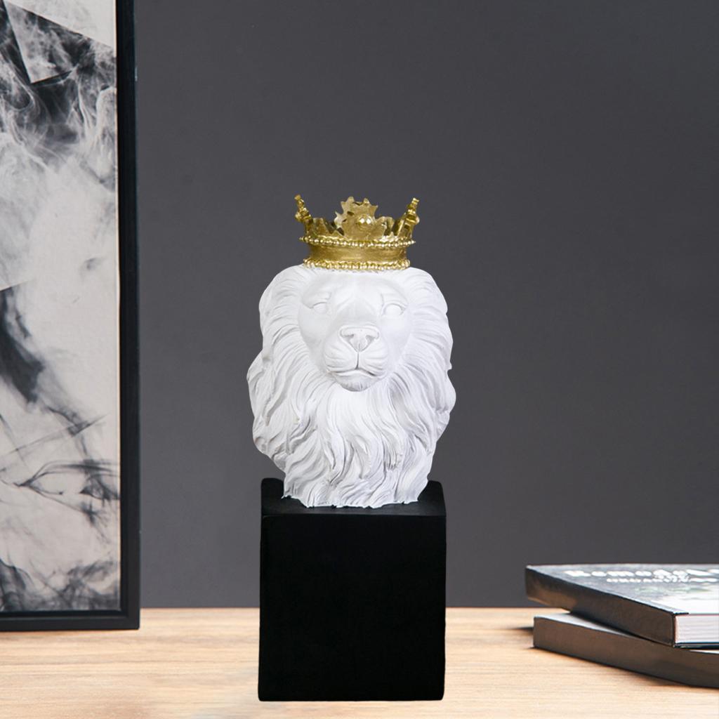 Lion Head Statue Ornament Home Sculpture Figurine Decor