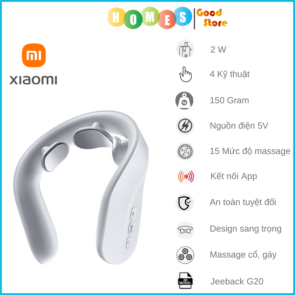 Máy Massage Cổ, Vai Gáy XIAOMI Jeeback G20, Tích Hợp Kết Nối App, 4 Kỹ Thuật Massage, 15 Chế Độ Khác Nhau - Hàng Chính Hãng