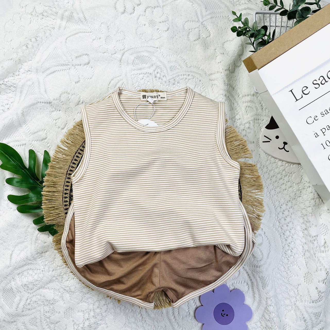 Bộ Cotton Lạnh Sát Nách Cao Cấp Họa Tiết Dể Thương Cho Bé