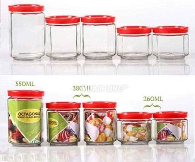 Bộ 5 hũ thủy tinh cao cấp đựng gia vị, đựng đồ đa năng