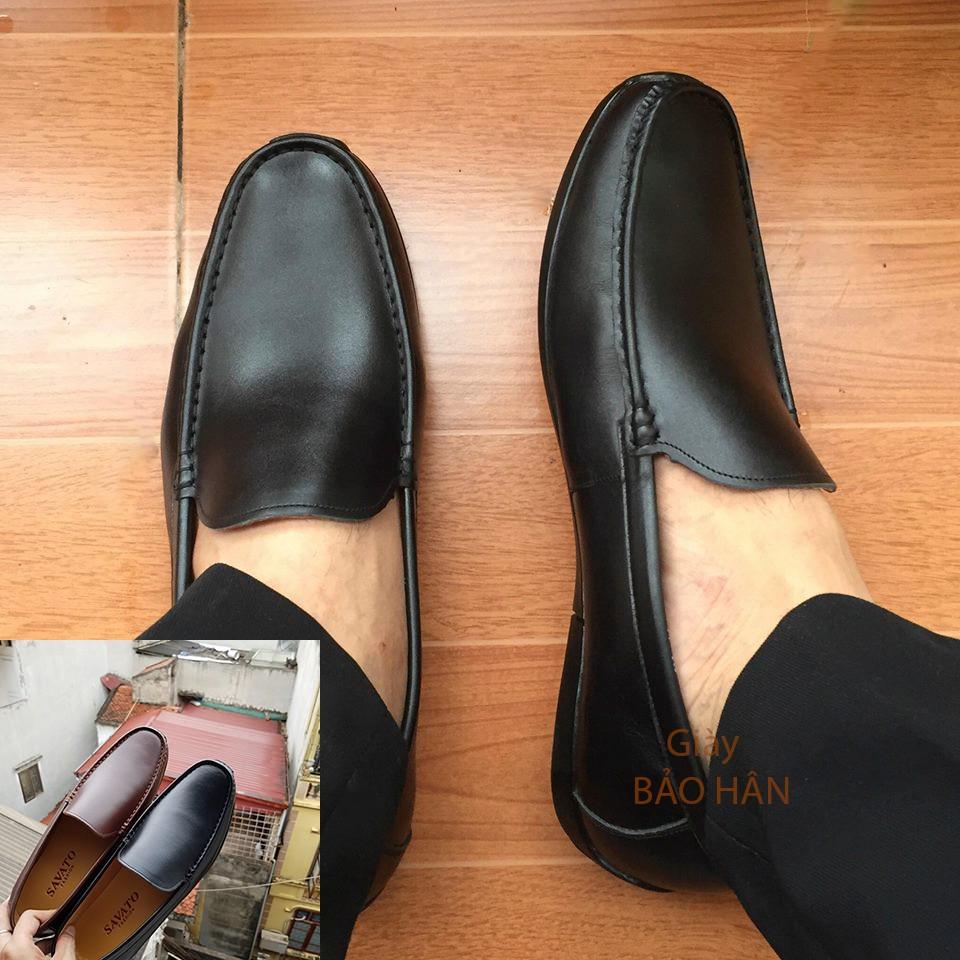 Giày Lười Nam Cao Cấp Da Thật Xuất Khẩu VN Da Bò Đế Mềm