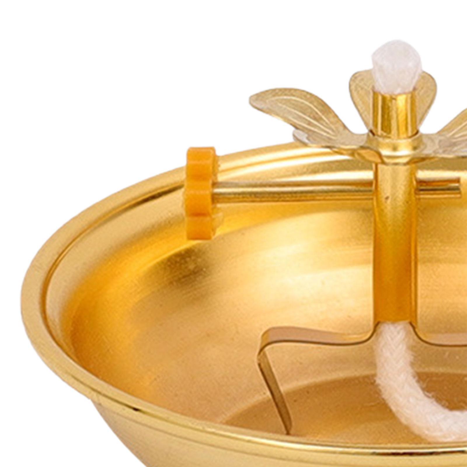 Ghee Lamp Holder Alloy Meditation Tea Light Holder for Desktop Bedroom Decor