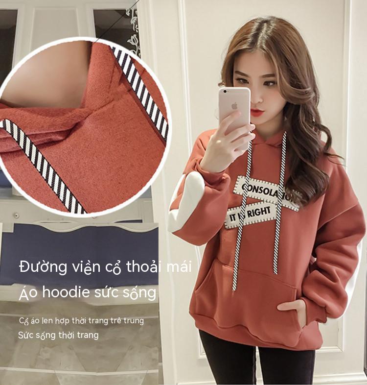 Phụ nữ mùa thu đông ăn mặc dài tay áo lỏng lẻo phiên bản fleece trên