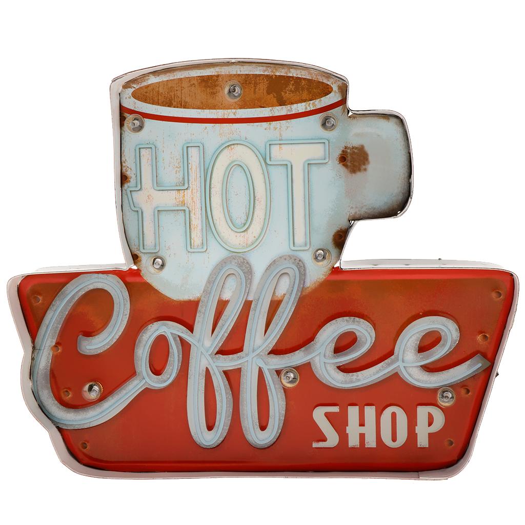 3D Metal Tin Sign Coffee Plaque LED Light Box Cafe Pub Bar