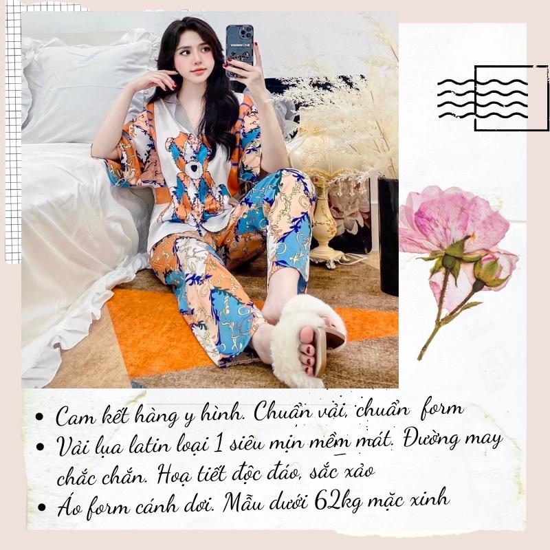 Đồ bộ Pijama chất vải lụa latin thiết kế cao cấp siêu SANG mềm mịn mát - Freesize dưới 65kg