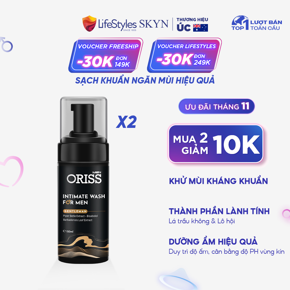 Dung Dịch Vệ Sinh Chuyên Biệt Dành Cho Nam Giới Dạng Bọt Oriss Men Gentlemen 120ml/chai