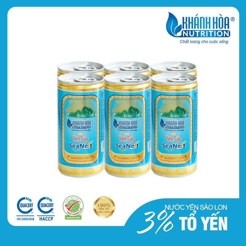 Lốc Nước Yến Sào Cao Cấp 3% - Khánh Hòa Nutrition - Lốc 6 Lon x  ML