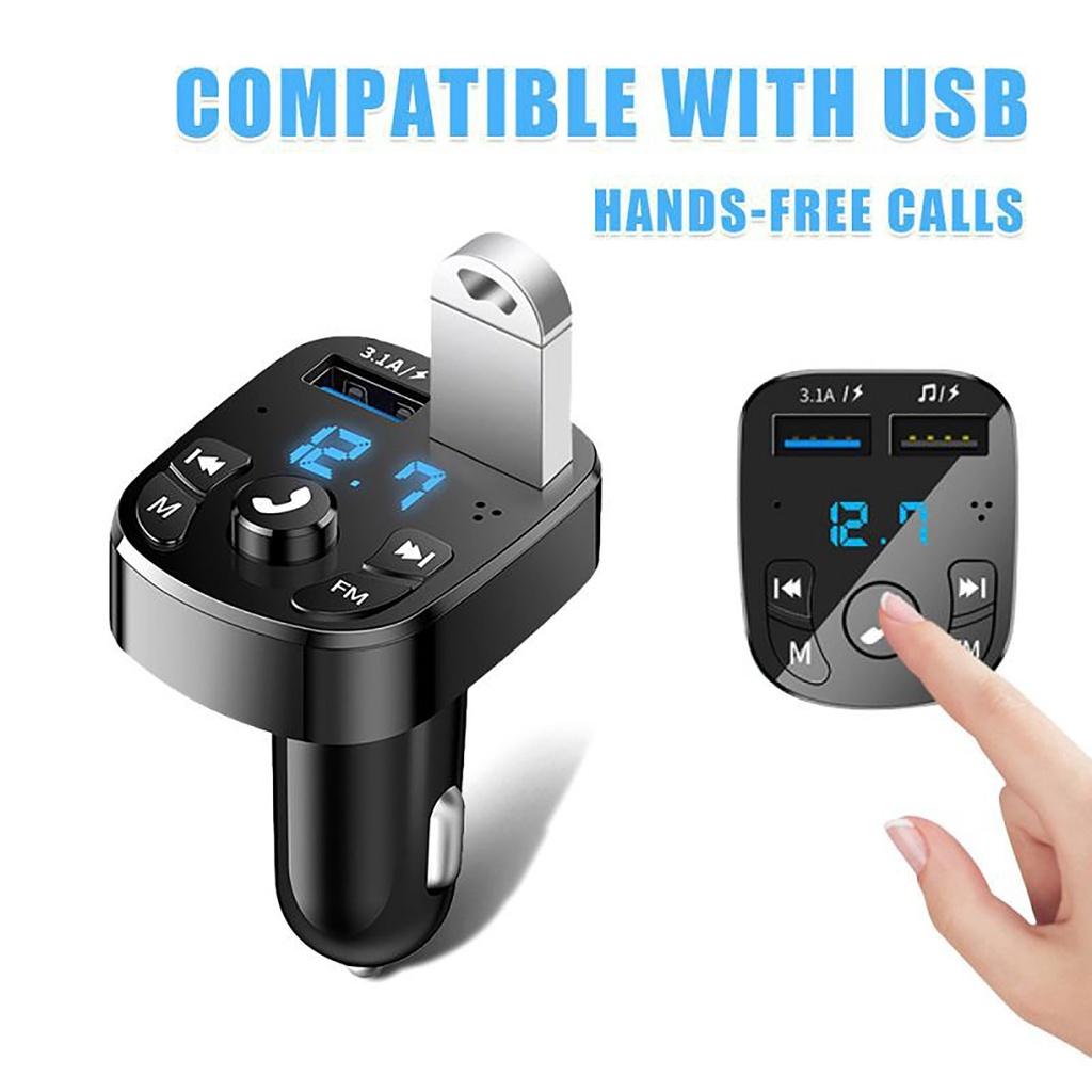 Máy nghe nhạc MP3 bluetooth không dây hai cổng sạc USB cho xe hơi