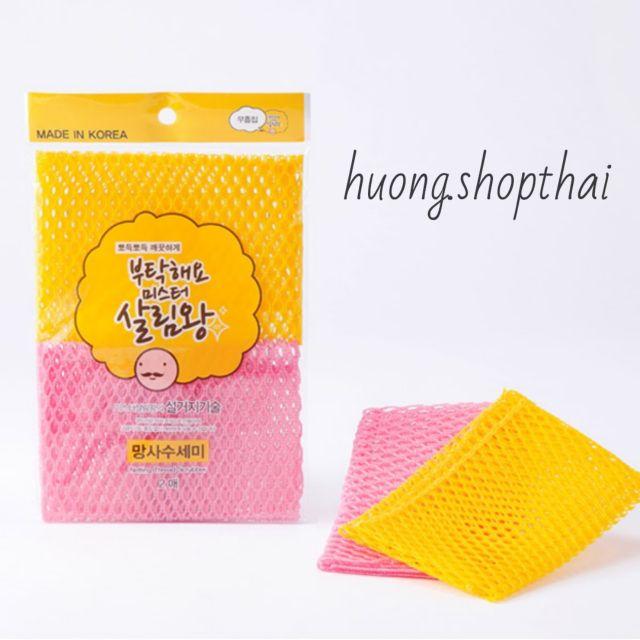 Miếng cọ rữa sợi lưới túi 2 miếng Hàn Quốc