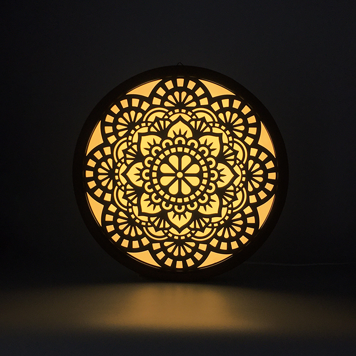 Đèn tranh gỗ CNC họa tiết Mandala 1 đường kính D42,D50,D61 lan tỏa hào quang đến không gian thờ nhà bạn