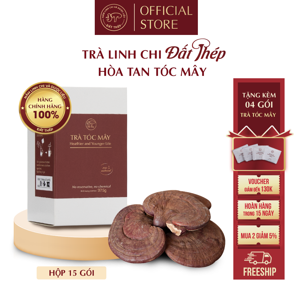 Trà Nấm Linh Chi Đất Thép Hòa Tan Tóc Mây 30 gói - Chống rụng tóc - Cân bằng nội tiết