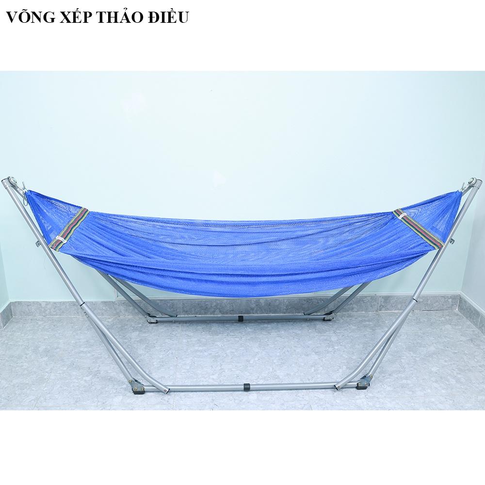 Khung võng xếp tay cong sơn tĩnh điện màu be phi 27 hàng cao cấp