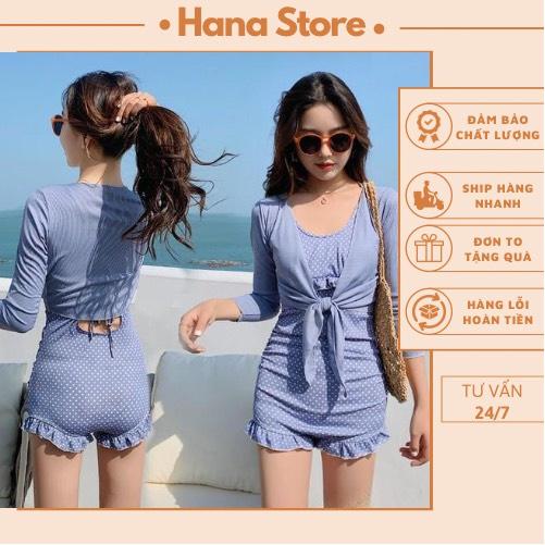 Bộ tắm bộ đồ bơi đi biển bikini cao cấp Hana liền thân kèm áo khoác ngoài 8063