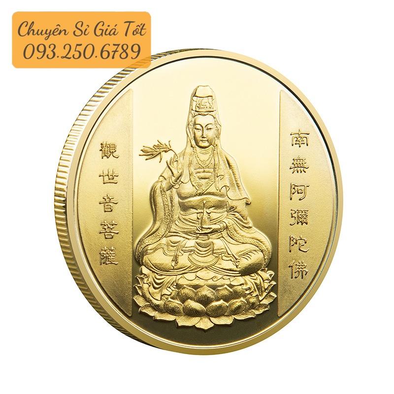 Đồng Xu Quan Âm Cá Chép Mạ Vàng Tài Lộc May Mắn Tặng Kèm Túi Gấm - PASA COLLECTION