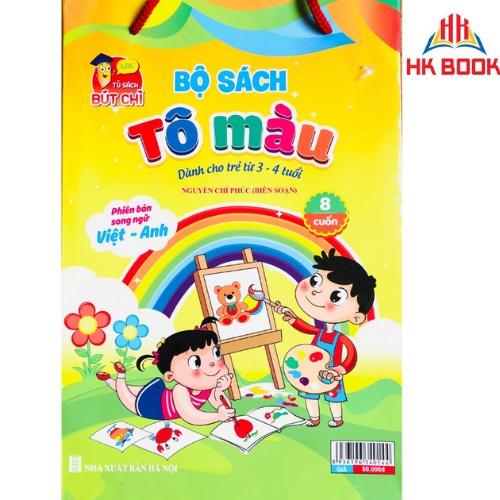 Sách - Combo Bé tô màu nhiều chủ đề song ngữ Việt Anh cho trẻ từ 3-4 tuổi và 5-6 tuổi