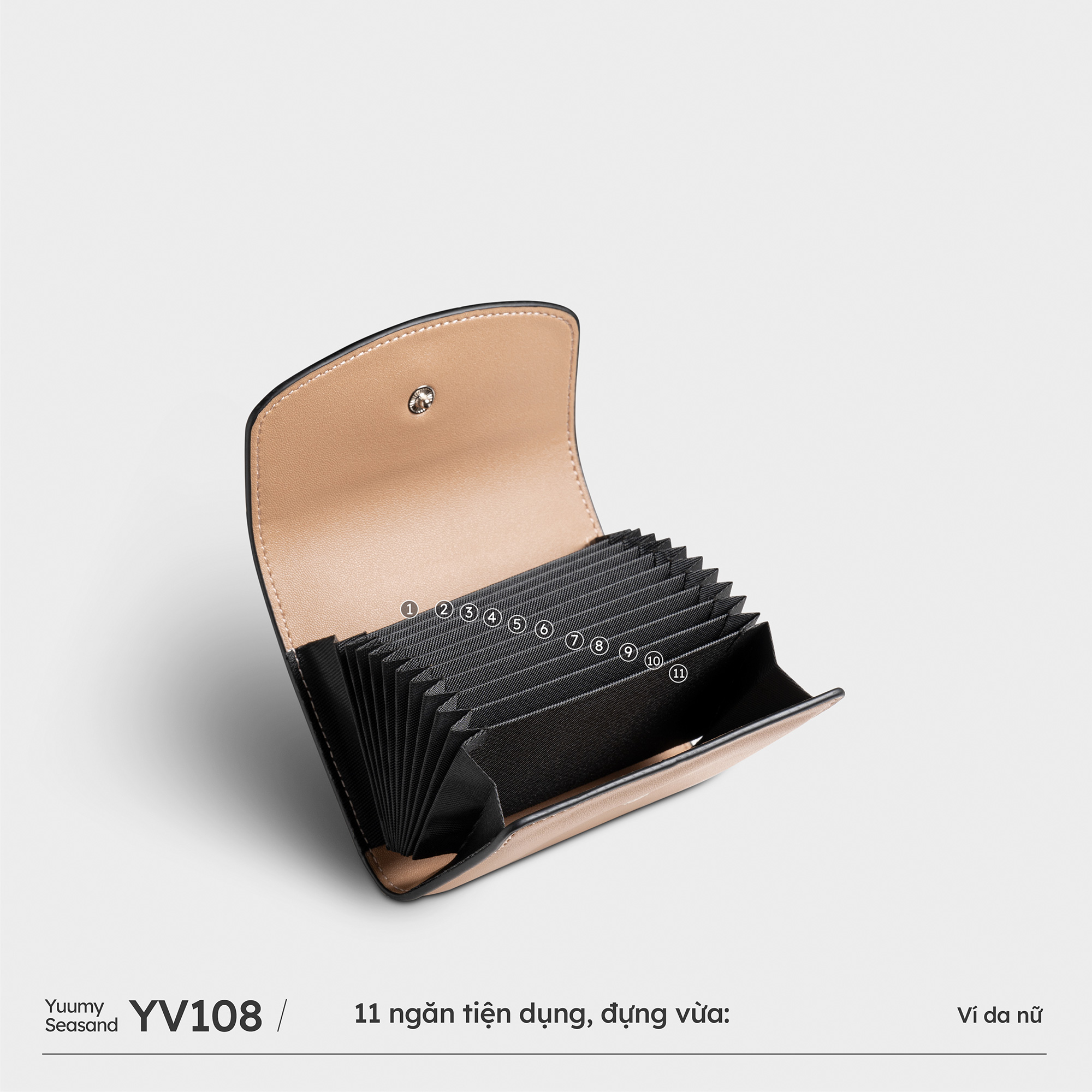 Ví Yuumy ( Thời trang nữ đựng thẻ ngăn xếp tiện lợi - Ví da Seasand YV108 )