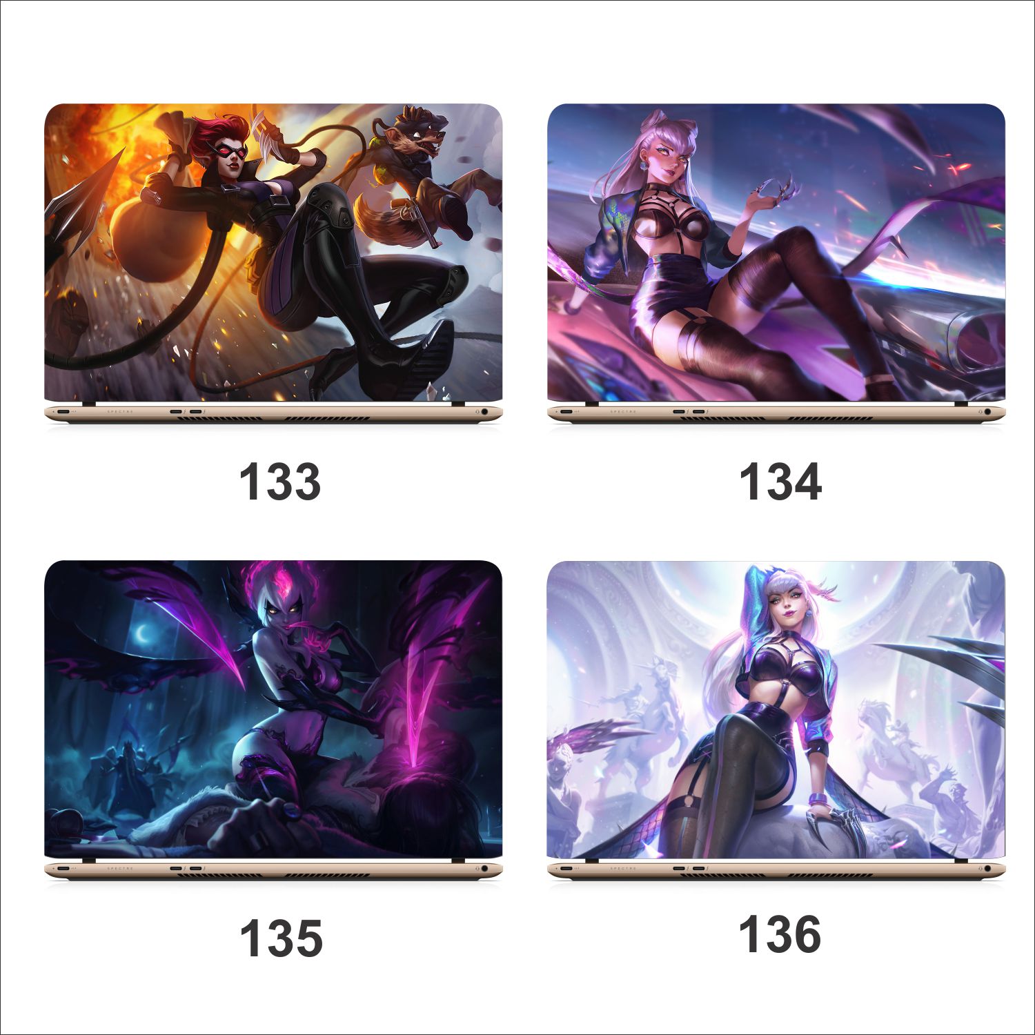 Miếng dán decal laptop Liên Minh Huyền Thoại skin Draven, Ekko, Elise, Evelynn, Ezreal - MS: 121 - 140