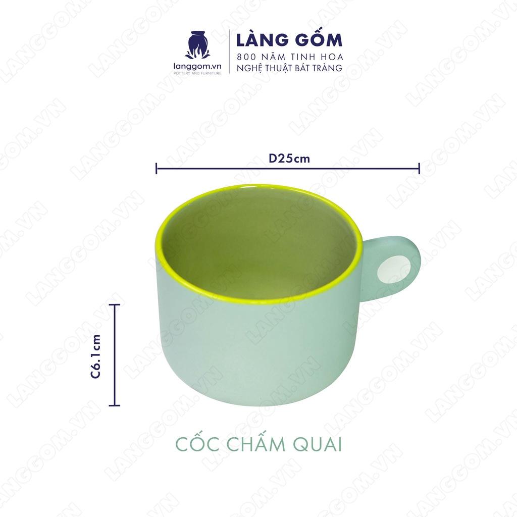 Set Cốc chấm quai + đĩa tròn - Kích thước: C6.1 x D8.5 cm - Gốm sứ Bát Tràng - langgom.vn