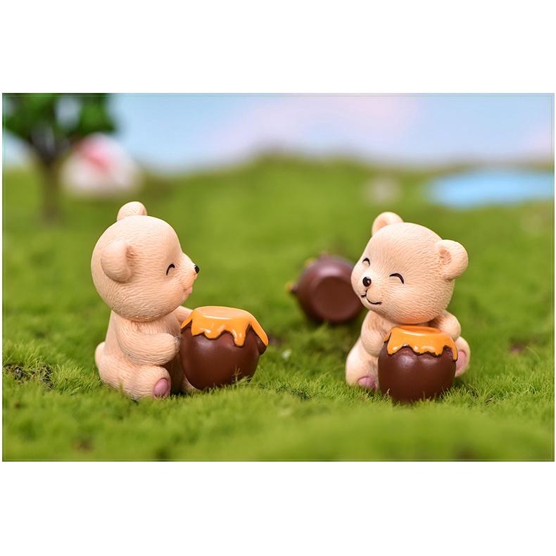 Tiểu cảnh mini ️ Mô hình gấu nâu đáng yêu trang trí tiểu cảnh sen đá, sân vườn, terrarium