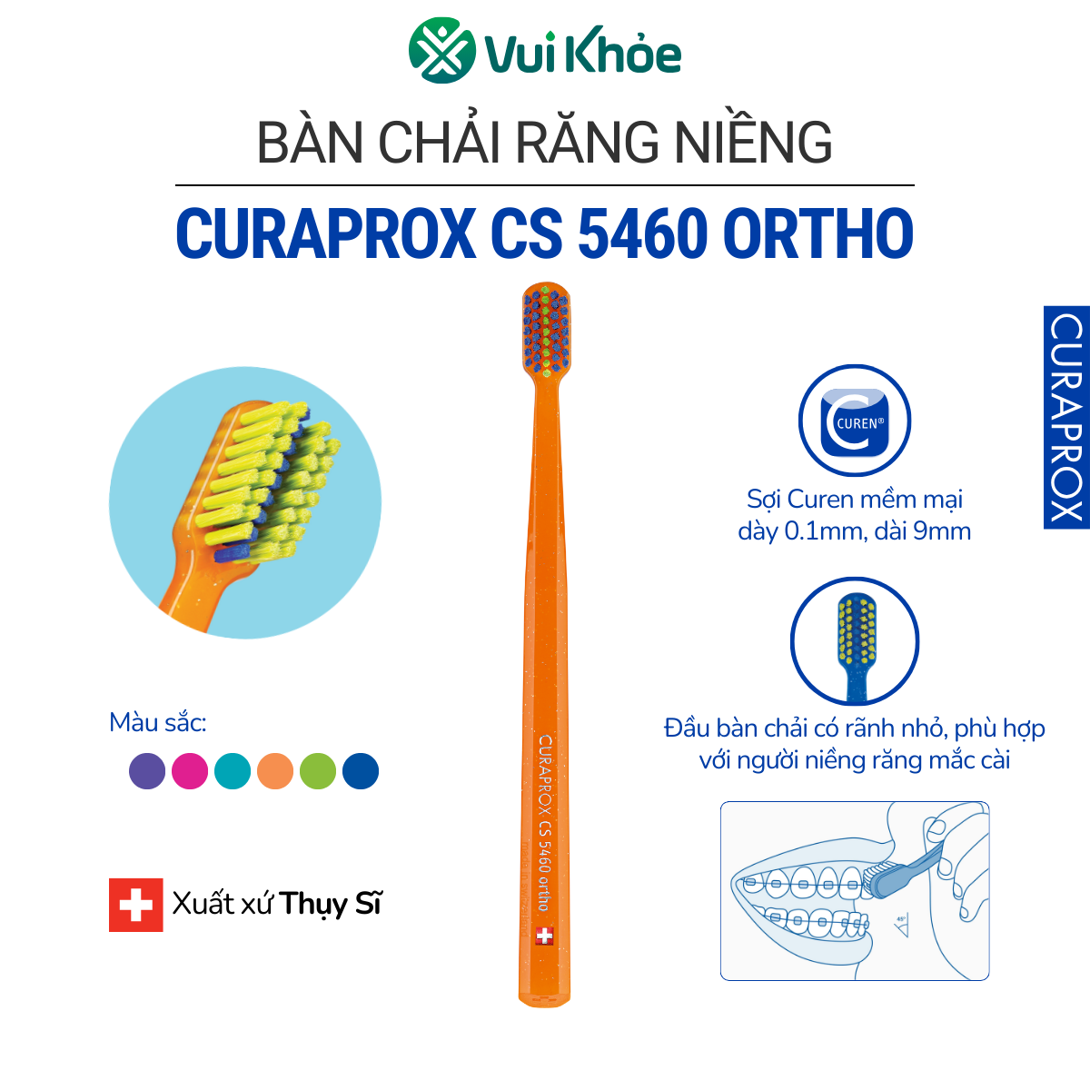 Bàn chải cho răng niềng Curaprox CS 5460 Ortho Ultra Soft | Vỉ 1 cây | Mã SP 73327178