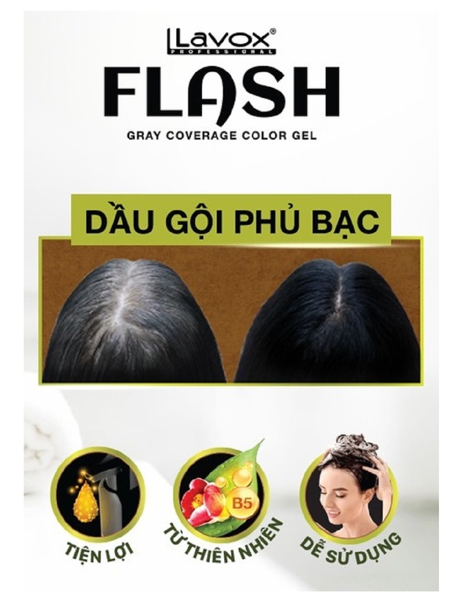 (Nâu Cà Phê) Dầu Gội Nhuộm Tóc Phủ Bạc Thảo Dược Siêu Dưỡng LAVOX FLASH 500ml - P04 - Màu Nâu Cà Phê