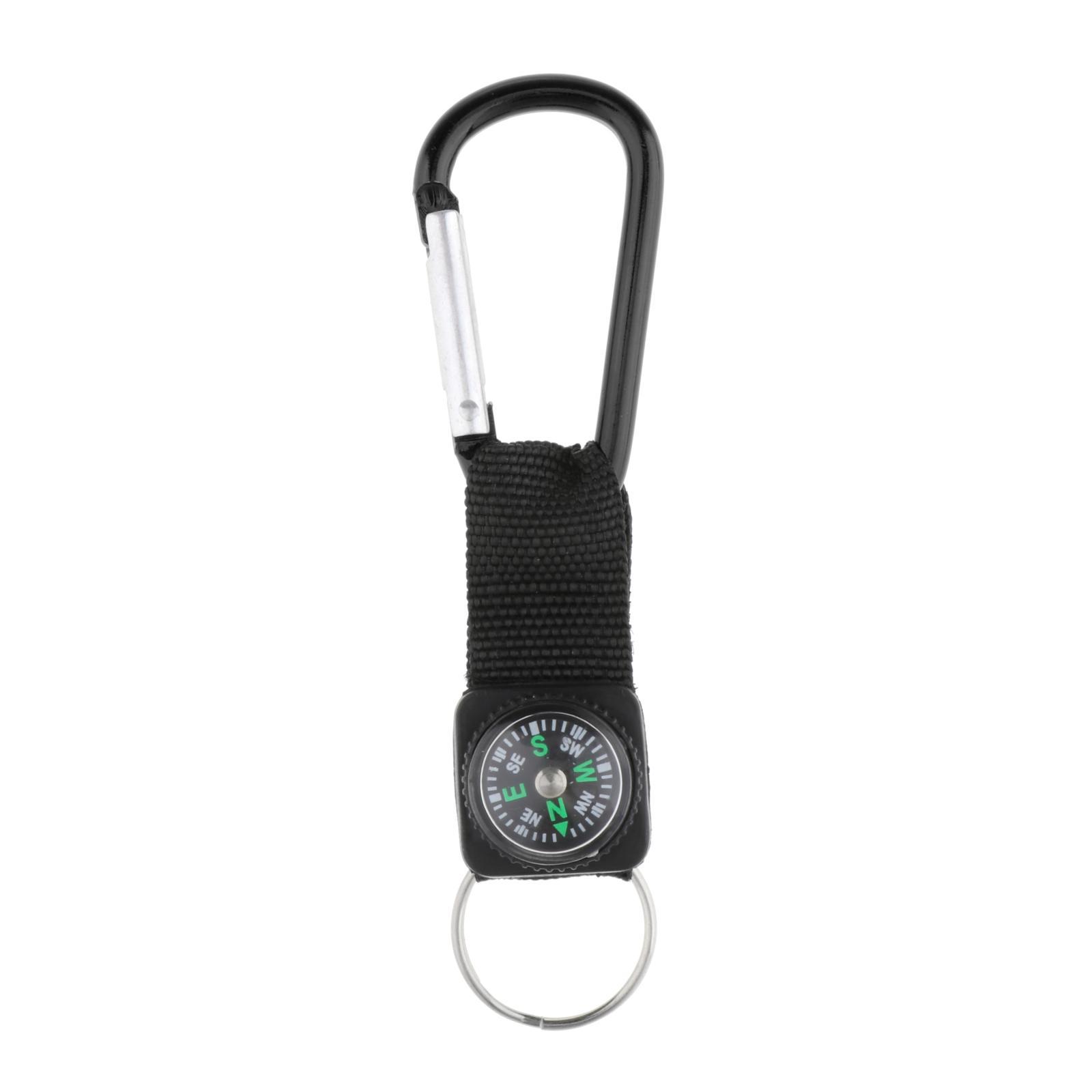10Pcs Camping Carabiner Compass Keyring Climbing Equipment Black