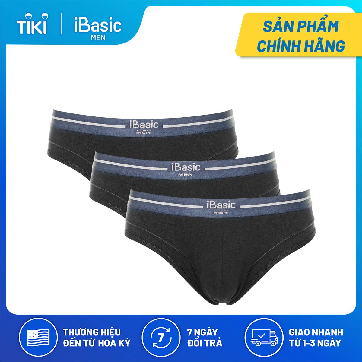 Combo 3 quần lót nam brief cotton USA iBasic PANM055