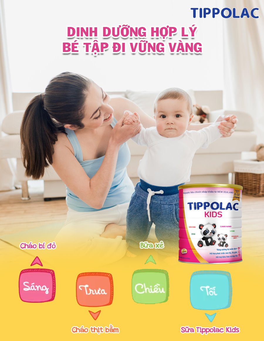 COMBO 03 HỘP SỮA CHO BÉ TỪ 0 ĐẾN 12 THÁNG TUỔI TIPPOLAC-KIDS 400g