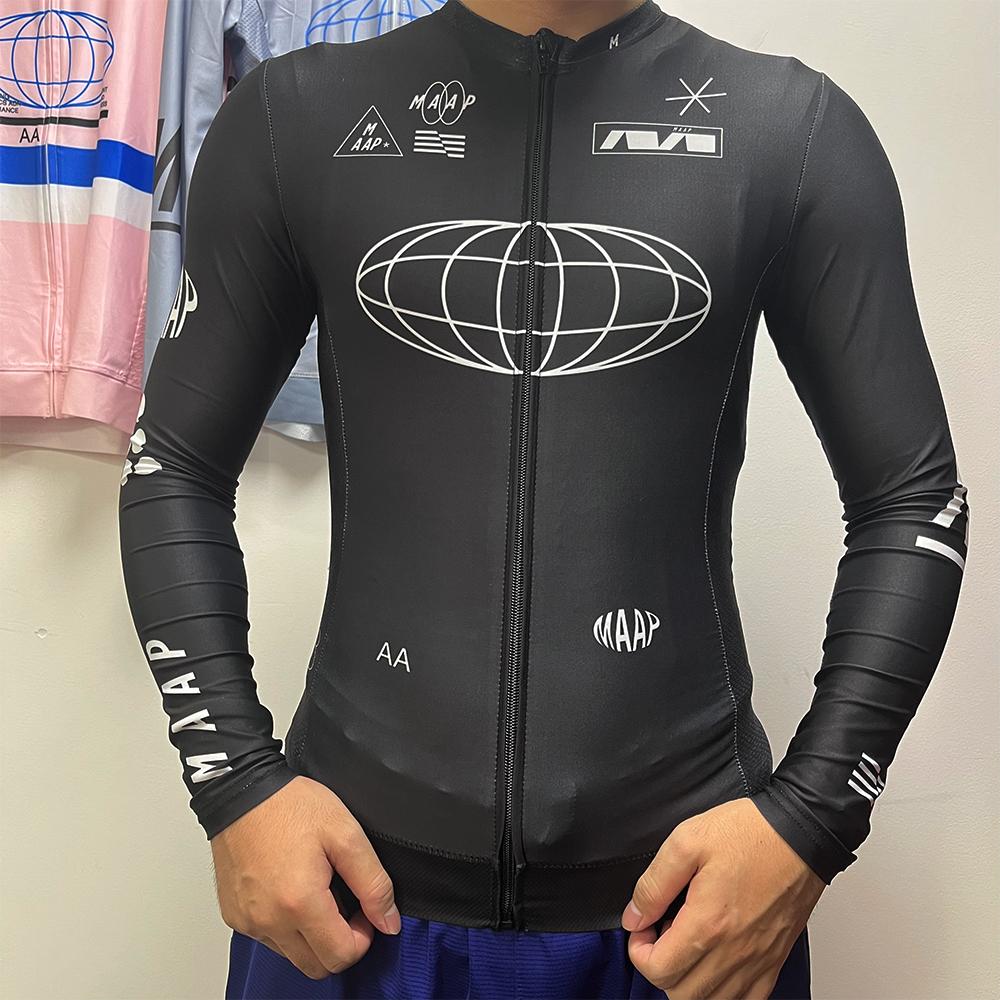 MAAP Đi Xe Đạp Áo Trục Pro Dài Tay Xe Đạp Jersey Top Nam MTB Đường Đi Xe Đạp Quần Áo Maillot Ciclismo Pro Đội Đua Jersey Color: Black Size: XXL