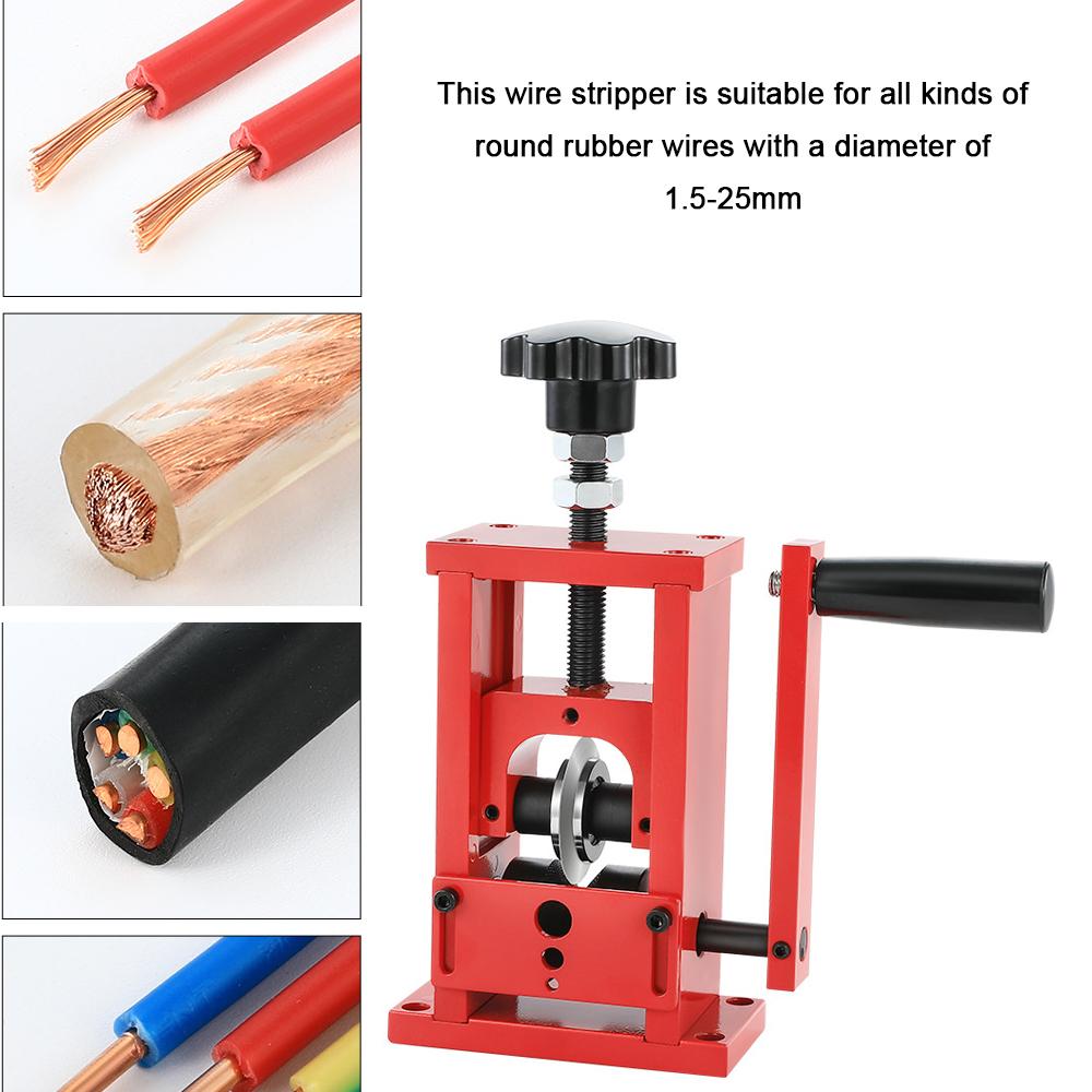 Small Manual Household Wire Stripper Manual Wire Stripping Tool Copper Cable Peeling Machine with Hand Crank for 1.5-25mm Wire