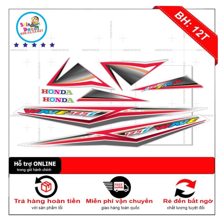 Tem rời wave 125i trắng đỏ