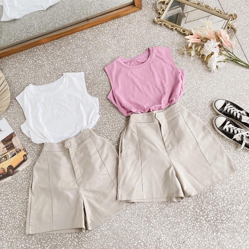 Set áo sát nách +quần kaki nude