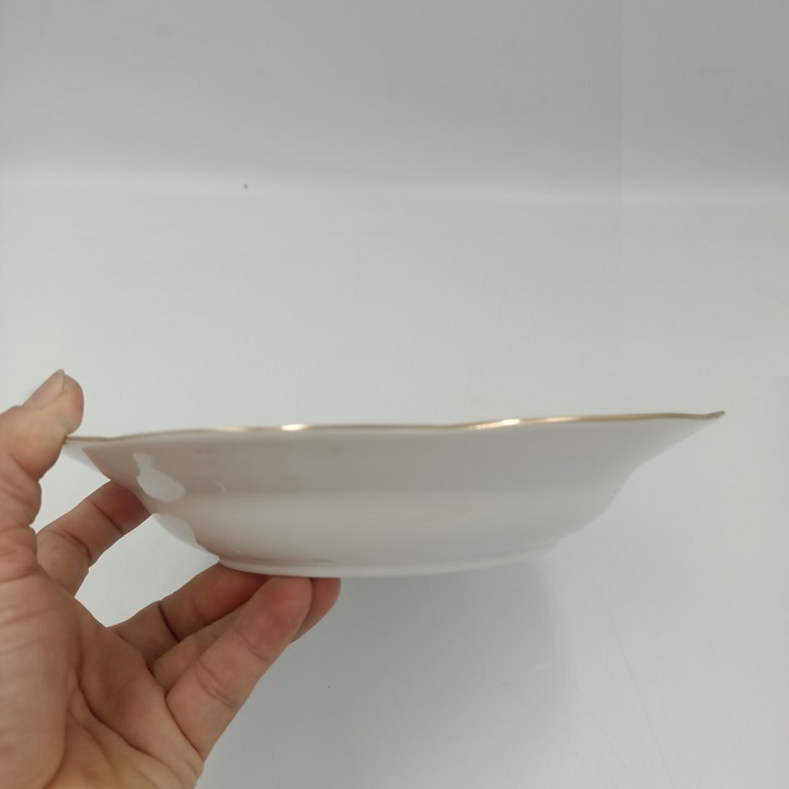 Đĩa Sứ Hoa viền vàng CK Đường Kính 20.5 cm Hàng Nhập Khẩu Cao Cấp
