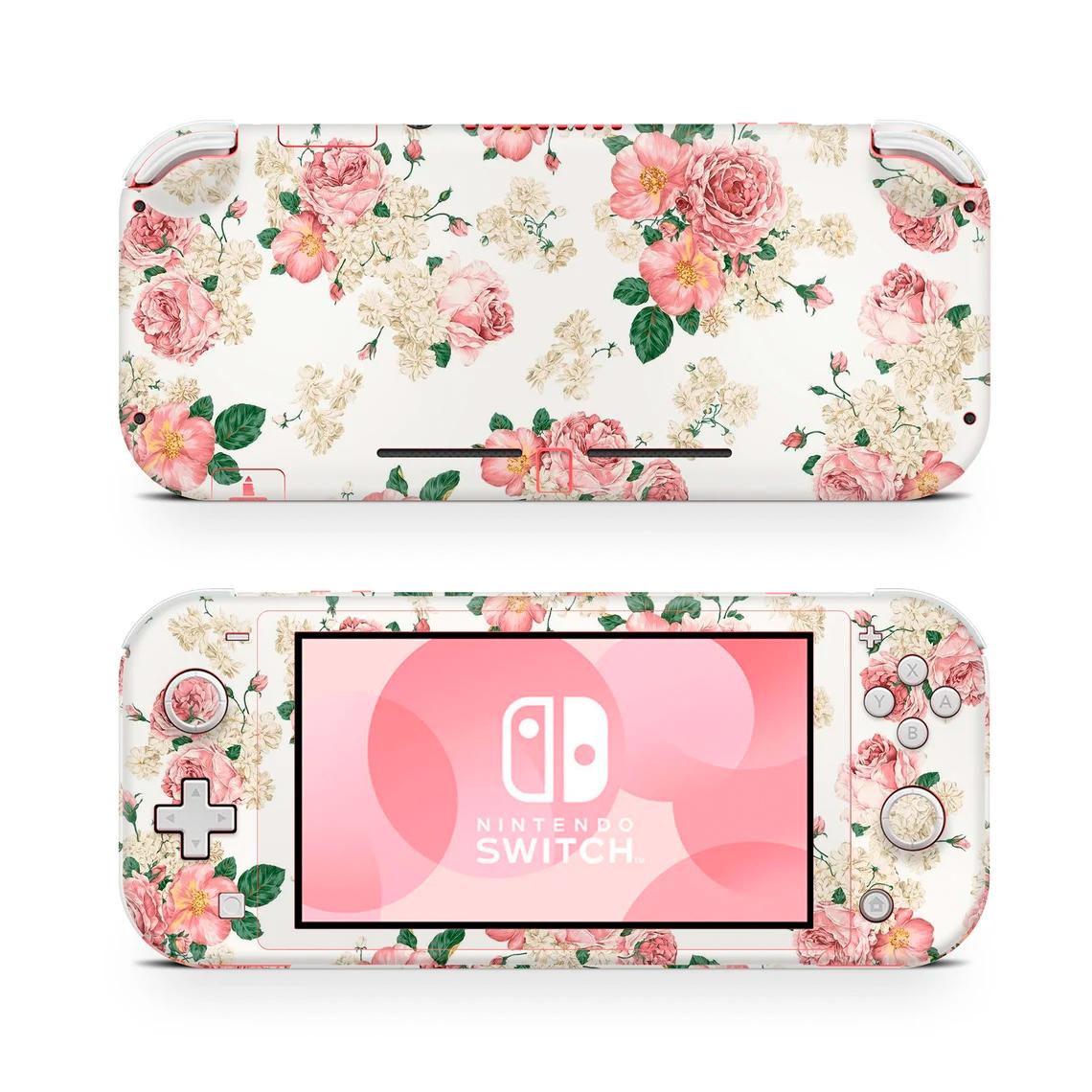 Skin decal dán Nintendo Switch Lite mẫu hoa hồng (dễ dán, đã cắt sẵn)