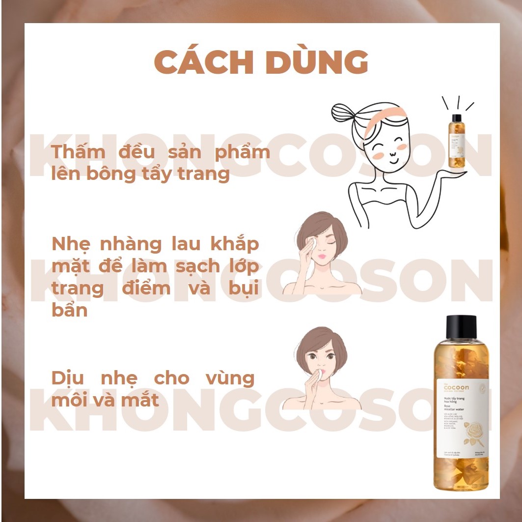 Nước Tẩy Trang Hoa Hồng Cocoon 140ml + Tặng Băng Đô Tai Mèo Màu Ngẫu Nhiên