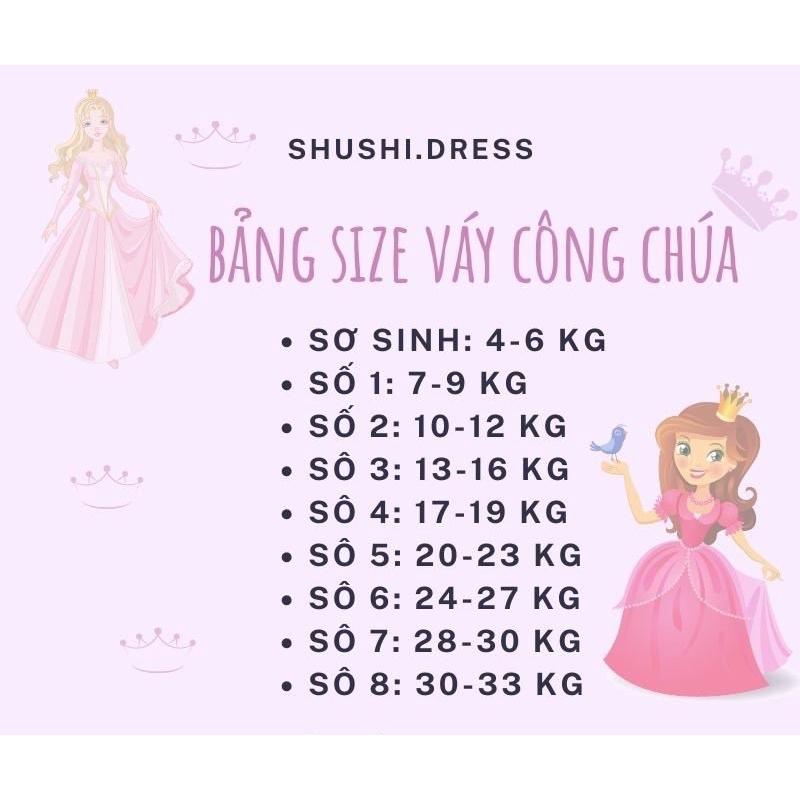 váy công chúa bé gái, đầm công chúa bạch tuyết cho bé đi tiệc, thôi nôi, sinh nhật kèm cài tóc