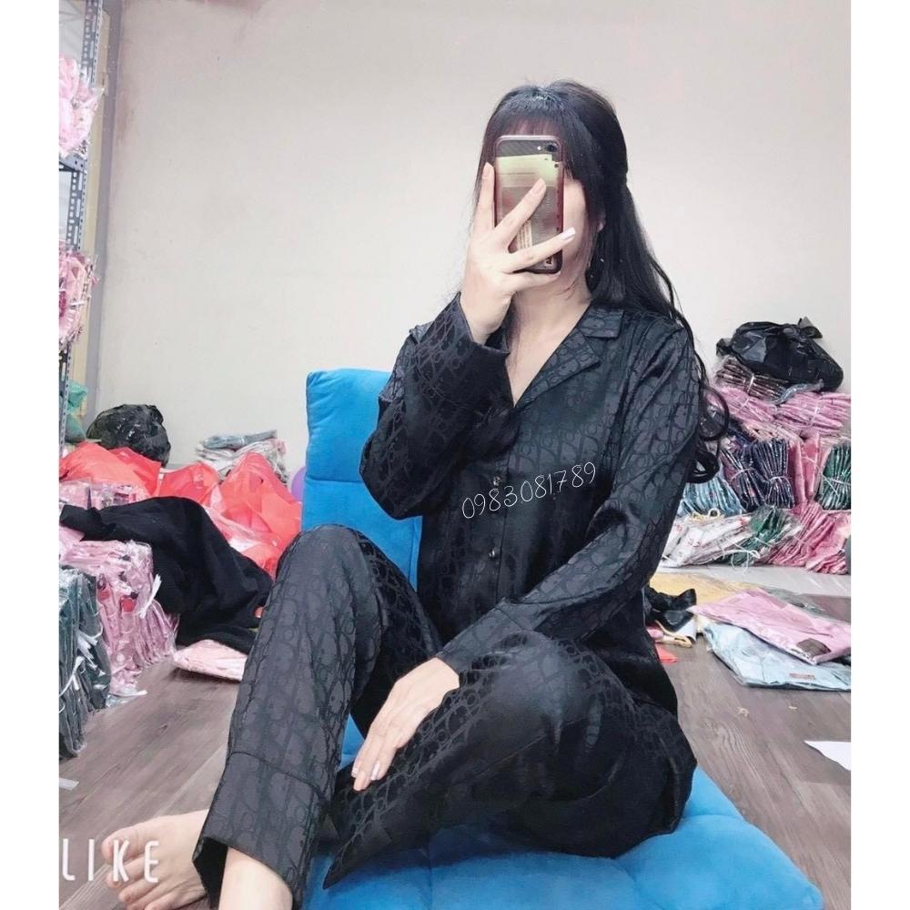 Bộ Đồ Ngủ Pijama Lụa Gấm Cao Cấp Áo Tay Dài
