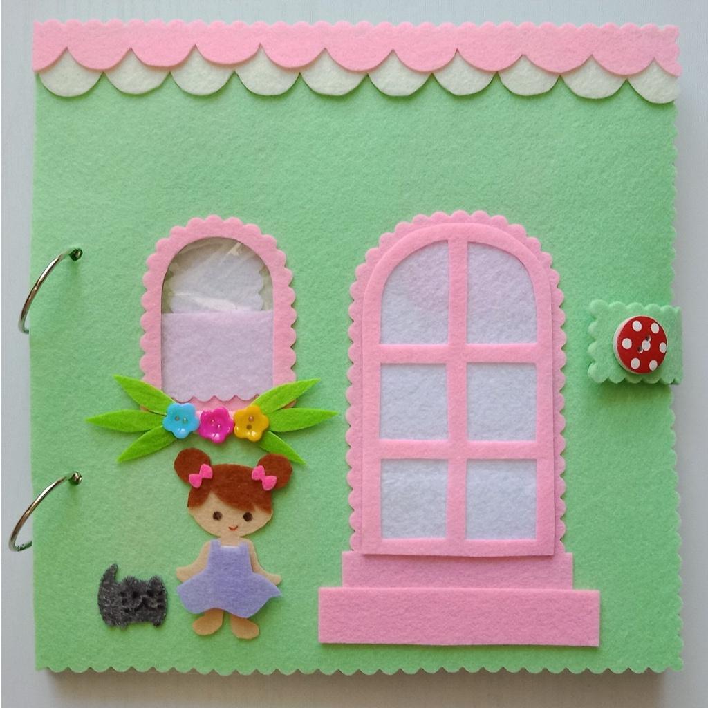 Đồ chơi Sách vải Ngôi nhà Búp bê cho bé - - Đồ chơi Búp bê bằng vải Handmade - Quiet book Doll House