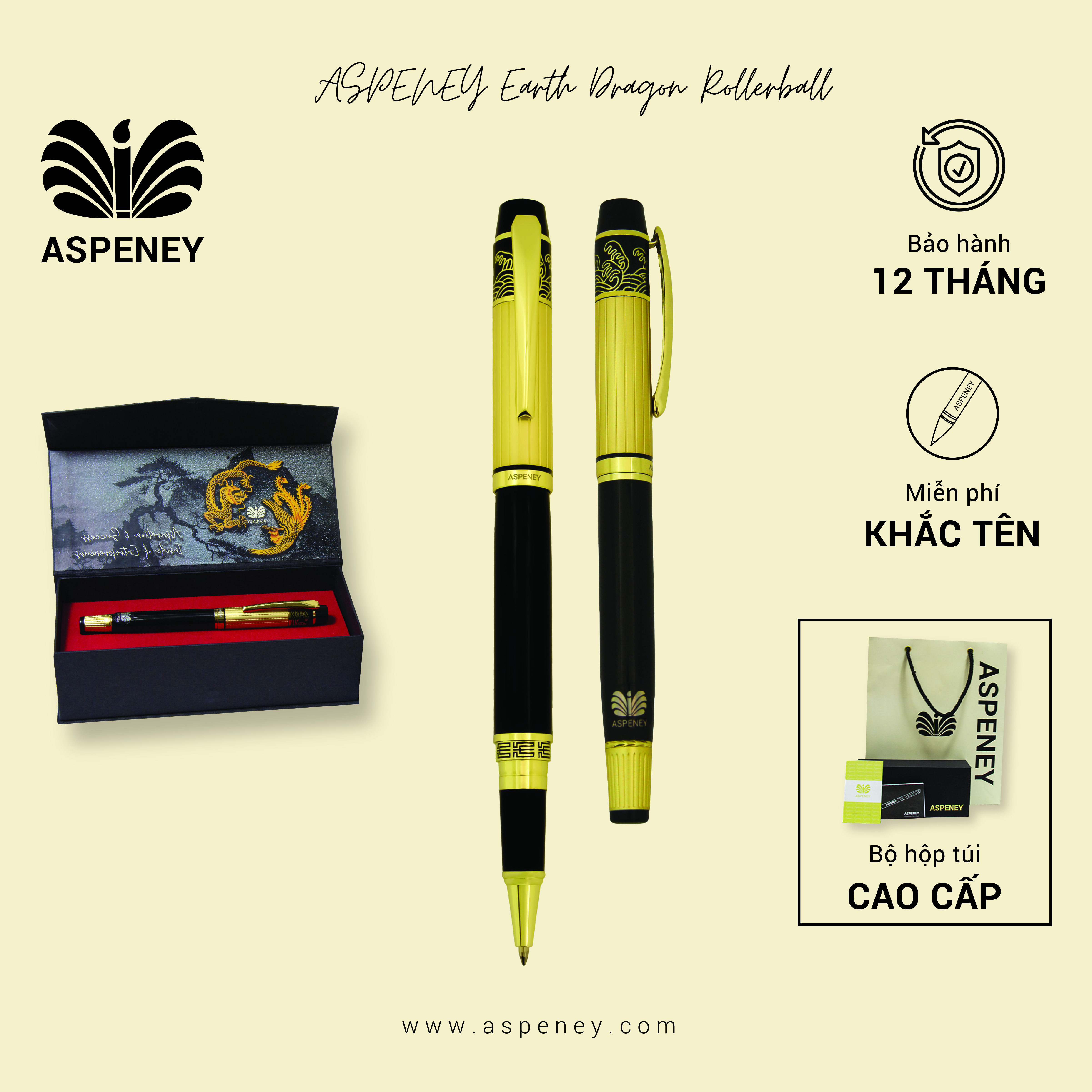 Bút dạ bi ASPENEY Fire Dragon Rollerball